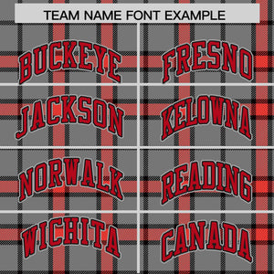 Custom Gray Varsity Full-Snap Plaid Pattern Letterman Baseball Jacket