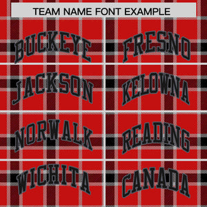 Custom Red Varsity Full-Snap Plaid Pattern Letterman Baseball Jacket