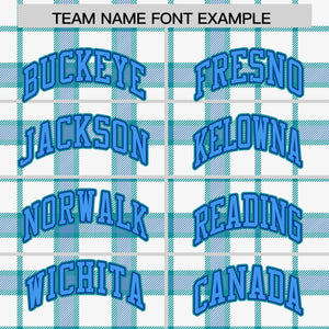 Custom White Aqua Varsity Full-Snap Plaid Pattern Letterman Baseball Jacket