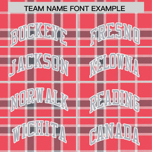 Custom Red Varsity Full-Snap Plaid Pattern Letterman Baseball Jacket