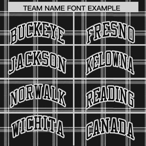 Custom Black Gray Varsity Full-Snap Plaid Pattern Letterman Baseball Jacket