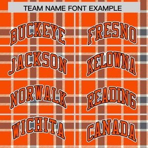 Custom Orange Varsity Full-Snap Plaid Pattern Letterman Baseball Jacket