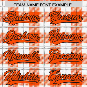 Custom Orange White Varsity Full-Snap Plaid Pattern Letterman Baseball Jacket