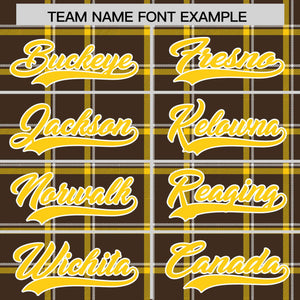 Custom Brown Varsity Full-Snap Plaid Pattern Letterman Baseball Jacket