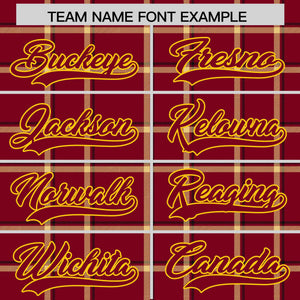 Custom Crimson Varsity Full-Snap Plaid Pattern Letterman Baseball Jacket