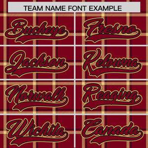 Custom Crimson Varsity Full-Snap Plaid Pattern Letterman Baseball Jacket