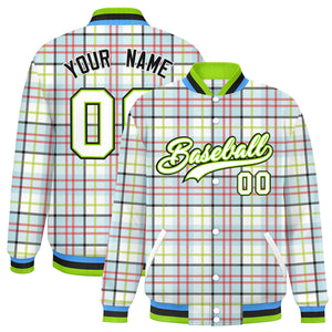 Custom Multi Color Varsity Full-Snap Plaid Pattern Letterman Baseball Jacket