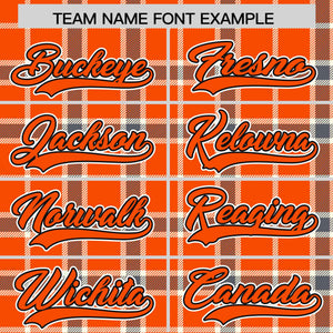 Custom Orange Varsity Full-Snap Plaid Pattern Letterman Baseball Jacket