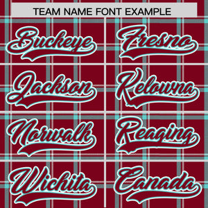 Custom Crimson Varsity Full-Snap Plaid Pattern Letterman Baseball Jacket