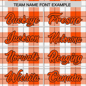 Custom Orange White Varsity Full-Snap Plaid Pattern Letterman Baseball Jacket