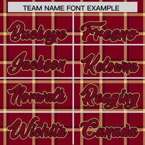 Custom Crimson Varsity Full-Snap Plaid Pattern Letterman Baseball Jacket