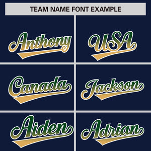 Custom Navy Kelly Green-Khaki Gradient Varsity Full-Snap Raglan Sleeves Baseball Jacket