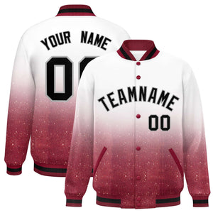 Custom White Varsity Full-Snap Sequins Pattern Letterman Baseball Jacket