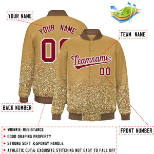 Custom Old Gold Varsity Full-Snap Sequins Pattern Letterman Baseball Jacket