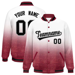 Custom White Varsity Full-Snap Sequins Pattern Letterman Baseball Jacket