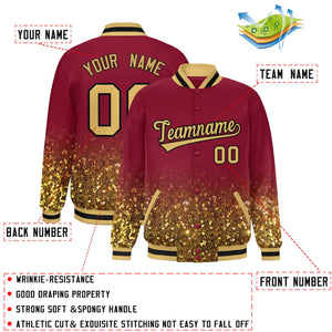 Custom Crimson Varsity Full-Snap Sequins Pattern Letterman Baseball Jacket