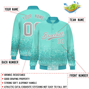 Custom Bright Green Varsity Full-Snap Sequins Pattern Letterman Baseball Jacket