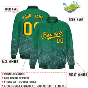 Custom Kelly Green Varsity Full-Snap Sequins Pattern Letterman Baseball Jacket