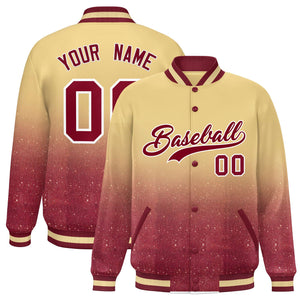 Custom Khaki Varsity Full-Snap Sequins Pattern Letterman Baseball Jacket