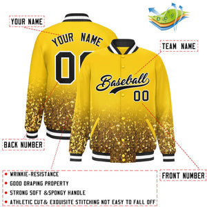 Custom Gold Varsity Full-Snap Sequins Pattern Letterman Baseball Jacket