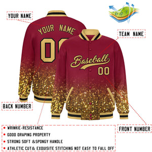 Custom Crimson Varsity Full-Snap Sequins Pattern Letterman Baseball Jacket