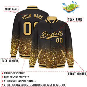 Custom Brown Varsity Full-Snap Sequins Pattern Letterman Baseball Jacket