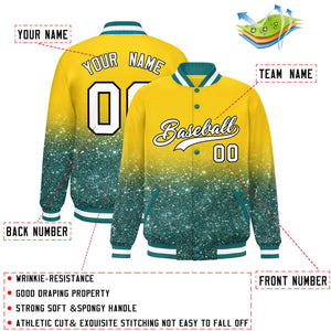 Custom Gold Varsity Full-Snap Sequins Pattern Letterman Baseball Jacket