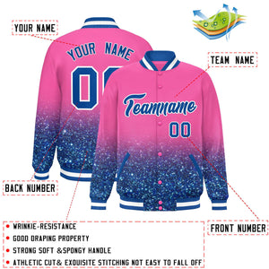 Custom Pink Varsity Full-Snap Sequins Pattern Letterman Baseball Jacket