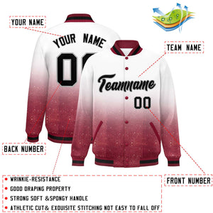 Custom White Varsity Full-Snap Sequins Pattern Letterman Baseball Jacket