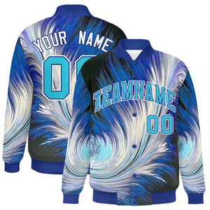 Custom Royal Varsity Full-Snap Feather Fluid Pattern Letterman Baseball Jacket