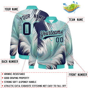 Custom Bright Green Varsity Full-Snap Feather Fluid Pattern Letterman Baseball Jacket