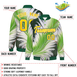 Custom Green Varsity Full-Snap Feather Fluid Pattern Letterman Baseball Jacket