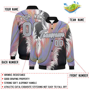 Custom Black Varsity Full-Snap Feather Fluid Pattern Letterman Baseball Jacket