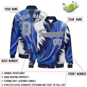 Custom Navy Varsity Full-Snap Feather Fluid Pattern Letterman Baseball Jacket