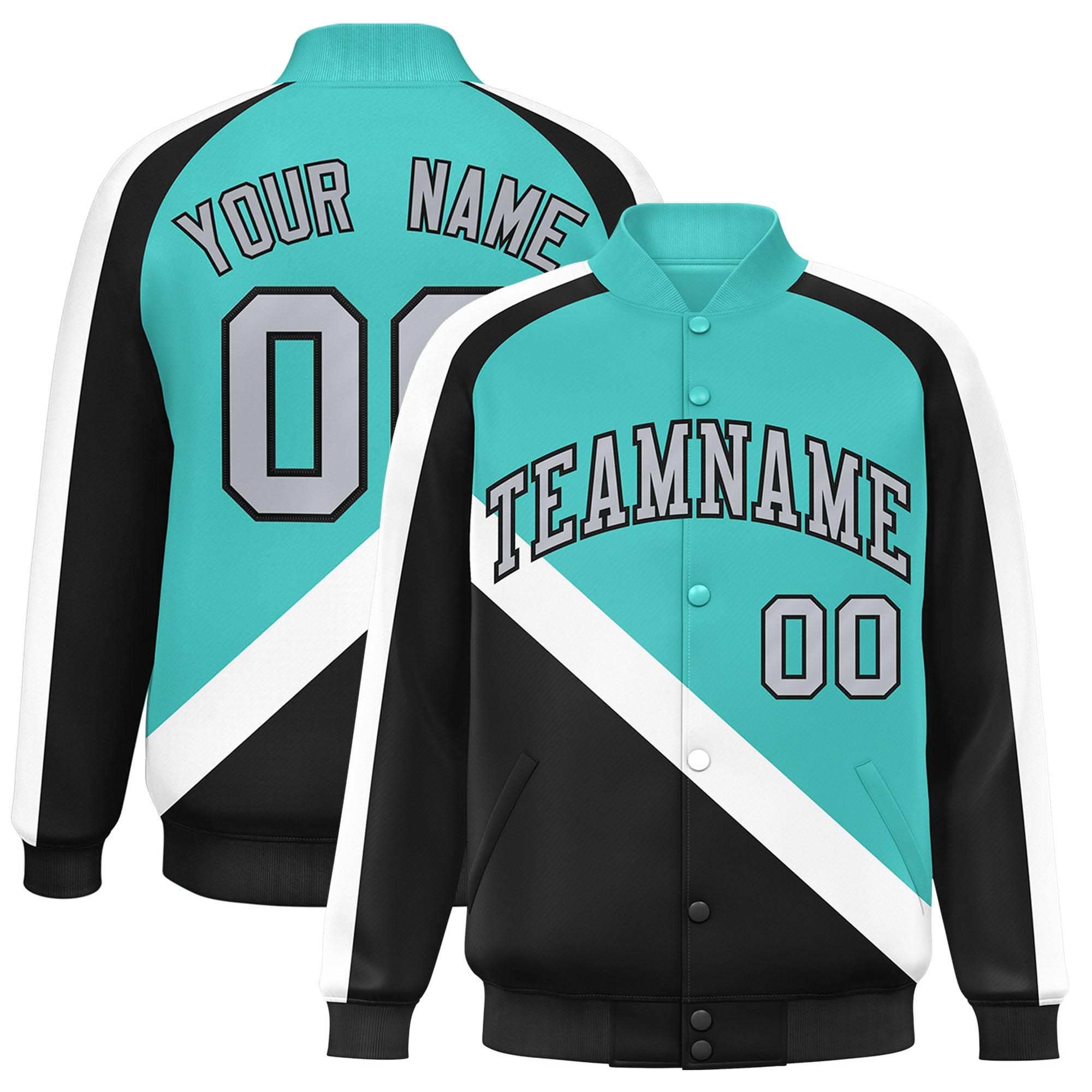 Custom Bright Green Black Raglan Sleeves Varsity Full-Snap Letterman Baseball Jacket