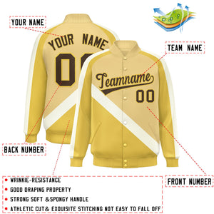 Custom Khaki Khaki Raglan Sleeves Varsity Full-Snap Letterman Baseball Jacket