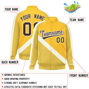 Custom Gold Khaki Raglan Sleeves Varsity Full-Snap Letterman Baseball Jacket