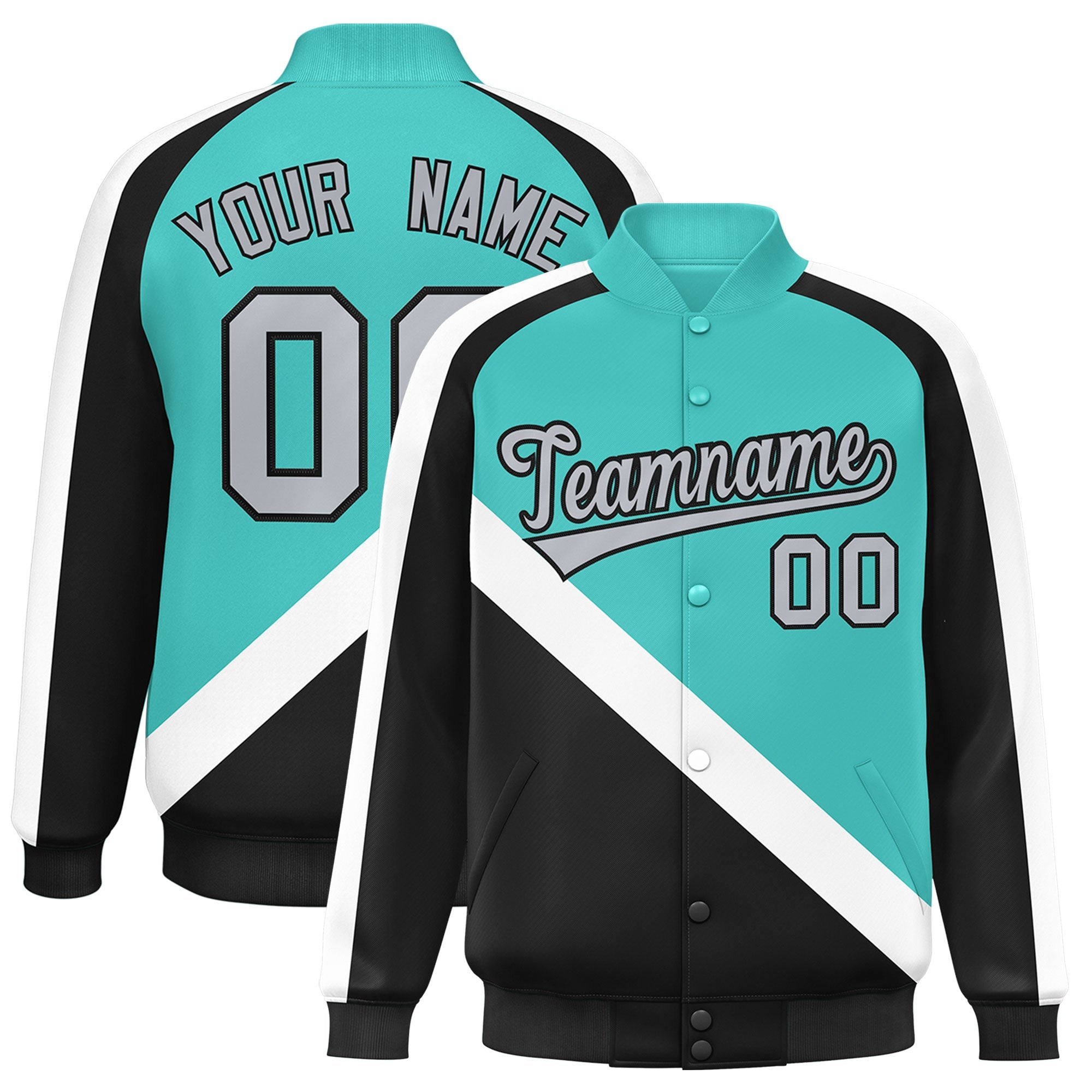 Custom Bright Green Black Raglan Sleeves Varsity Full-Snap Letterman Baseball Jacket