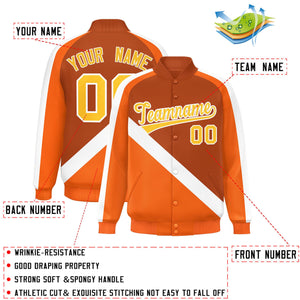 Custom Texas Orange Orange Raglan Sleeves Varsity Full-Snap Letterman Baseball Jacket