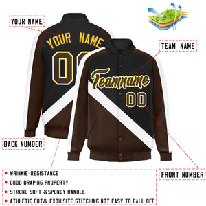 Custom Black Brown Raglan Sleeves Varsity Full-Snap Letterman Baseball Jacket