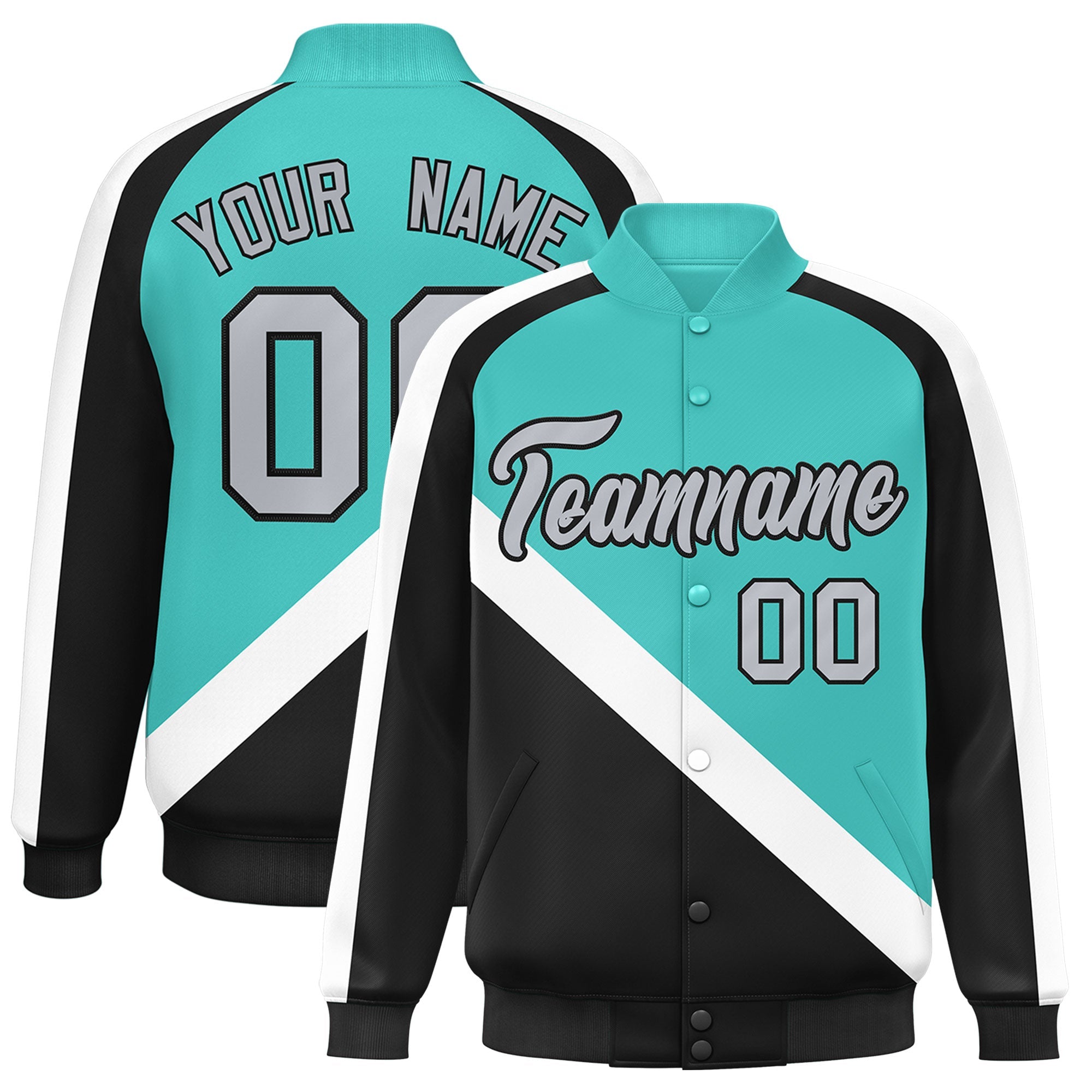 Custom Bright Green Black Raglan Sleeves Varsity Full-Snap Letterman Baseball Jacket