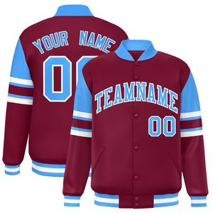 Custom Crimson Varsity Full-Snap Color Block Letterman Jacket