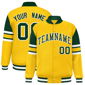 Custom Yellow Varsity Full-Snap Color Block Letterman Jacket