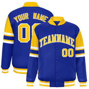 Custom Royal Varsity Full-Snap Color Block Letterman Jacket