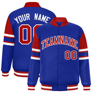 Custom Royal Varsity Full-Snap Color Block Letterman Jacket