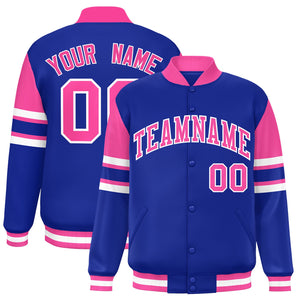 Custom Royal Varsity Full-Snap Color Block Letterman Jacket