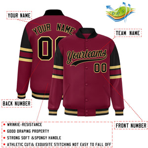 Custom Crimson Varsity Full-Snap Color Block Letterman Jacket