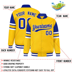 Custom Yellow Varsity Full-Snap Color Block Letterman Jacket