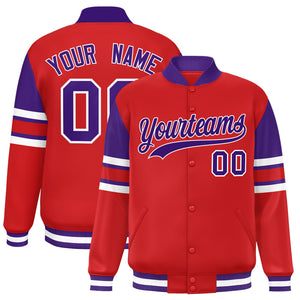 Custom Red Varsity Full-Snap Color Block Letterman Jacket