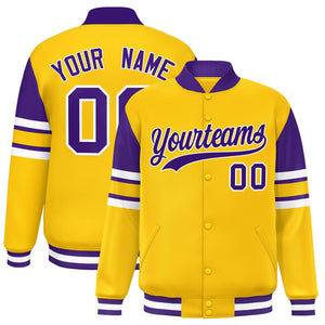 Custom Yellow Varsity Full-Snap Color Block Letterman Jacket